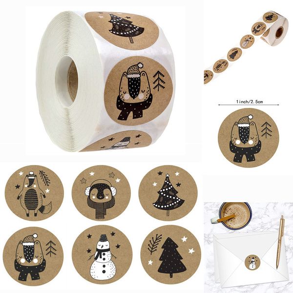 

new thank 500pcs happy day animal stickers paper you snowflake christmas label gift box decoration family sticker 2