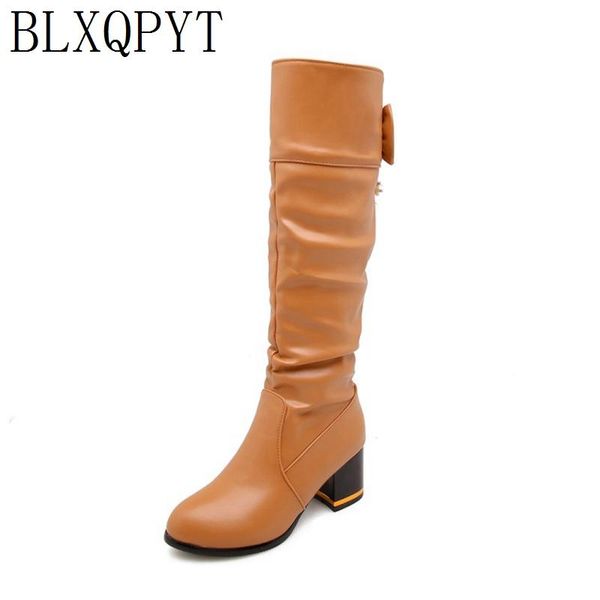 

blxqpyt big size 33-48 for women high heels knee-high boots autumn warm winter shoes round toe platform knight martin boots08-13, Black