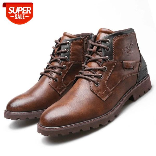 

men work boots leather spring autumn vintage style ankle boots men lace up footwear fashion casual shoes botas hombre size 39-48 #fq1z