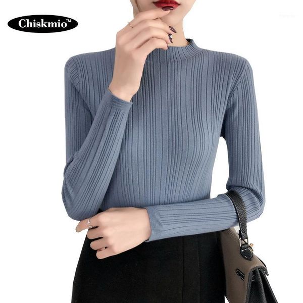 

chiskmio women turtleneck sweater solid color long sleeve knitted korean slim knitting pullover ladies bottoming knitwear1, White;black