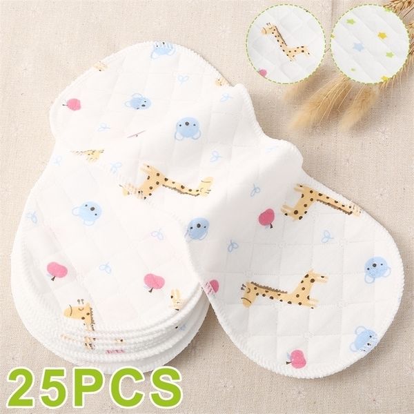 

25pcs reusable infant nappy inserts washable cloth diapers soft peanut shaped 3-layer baby nappy water absorbent breath diaper 201117