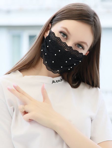 

fashion lace spring summer outdoor suncreen anti-dust breathable washable face mask reusable