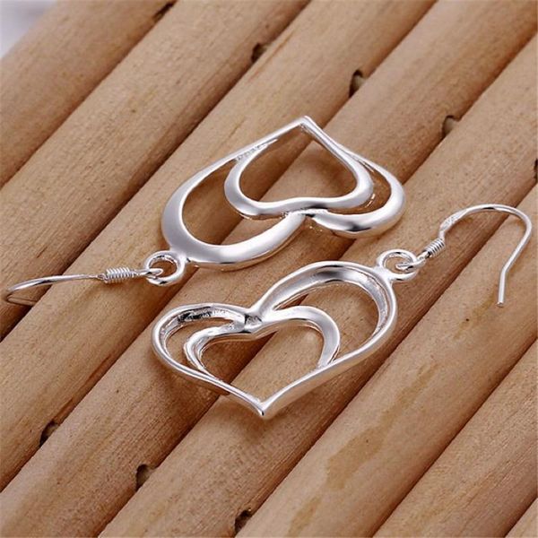 

cute double heart lovely silver color earrings selling fashion jewelry girls valentine's day gift h sqcpfj, Golden