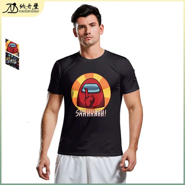 

short game character printing pattern digital sve simple men's fashion t-shirt, Black