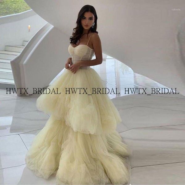 

2020 new arrival evening dress spaghetti straps tiered tulle plus size a-line ivory long arabic dubai women formal evening gown1, White;black