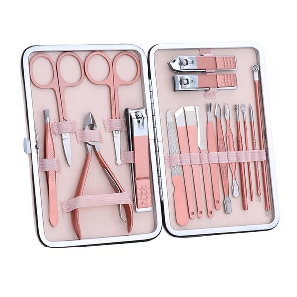 

18/16/12/10/7pc professional nail cutter pedicure scissor set stainless steel eagle hook portable manicure nail clipper tool kit