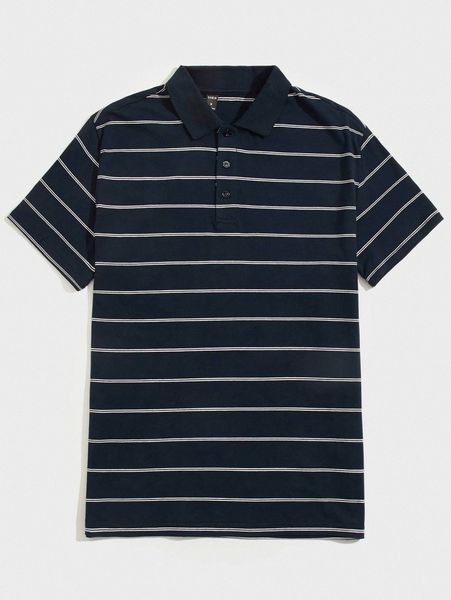 

men striped print collared polo shirt q9yd#, White;black