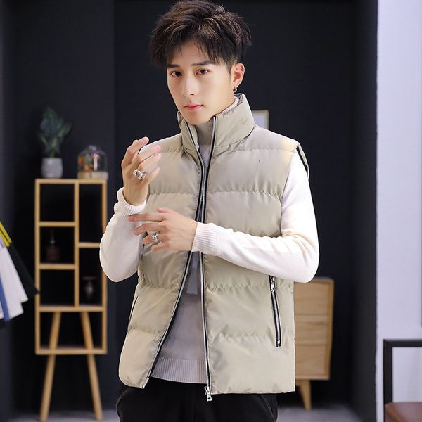 

autumn and winter down cotton trend hooded detachable casual coat thickened vest men's jacket, Black;white