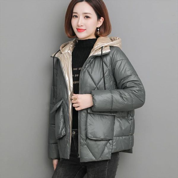 

2020 new winter jacket womens parkas coat hooded down cotton jacket female thick warm parka cotton padded casual outwear, Black