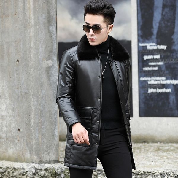 

wpqwf origin warm new winter of for style layer coatfur coat fur coatlong men's of haining first warm leather coat wipft, Blue
