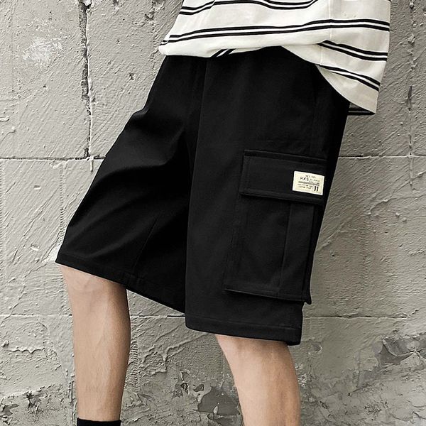 

k528-9 tooling shorts korean fashion men's casual loose capris, White;black
