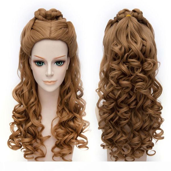 

gt;&gt;&gt;new fashion cinderella long curly brown anime cosplay wigs, Black;brown