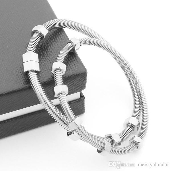 

factory direct 2019 latest 6 screw bracelet titanium steel ladies bracelet bangle couple thread bracelet men bracelets, Black