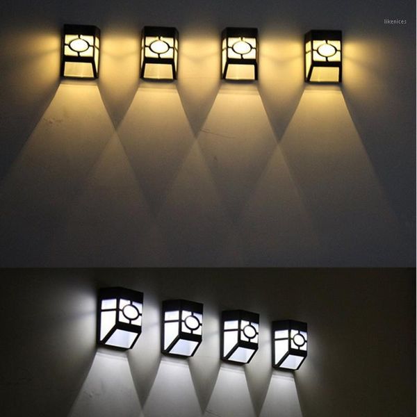 

bright solar power classic wall lamp outdoor rainproof 2-led panel light1