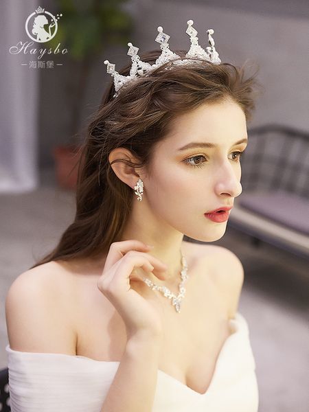 

matmosphere girl western 18-year-old super initiation immortal ceremony crown wedding headdress bridal three piece set k, Silver