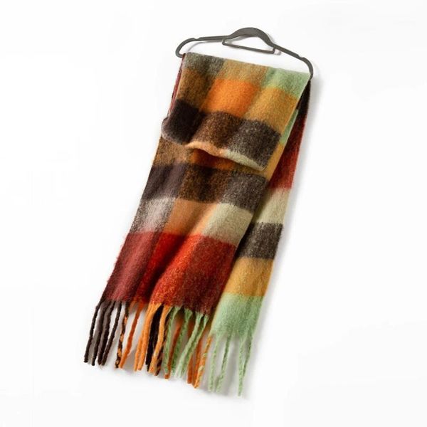 

autumn winter scarf fringed rainbowfashion colorfull patchwork women men shawl with tassel1, Blue;gray