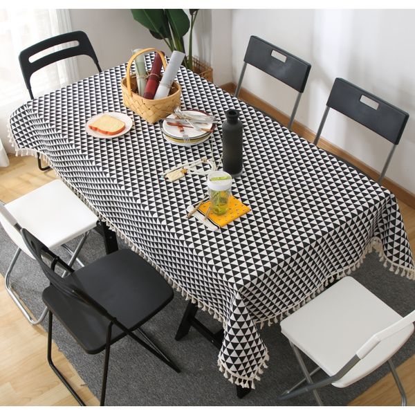 

fashion modern linen cotton table cloth dinner rectangular tablecloth home kitchen christmas decor table cover lace tassel f bbypyw