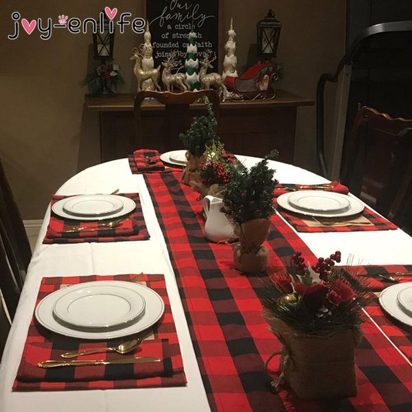 

2020 plaid dining table cutlery plate placemat christmas decoration for home natal new year 2021