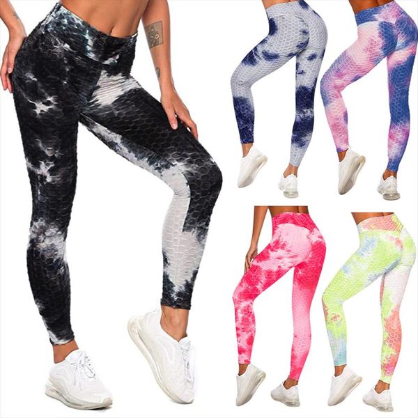 

pleats push up legging women tie dye print sport pencil pants jogger high waist fitness legging sweatpant skinny trouser, Black