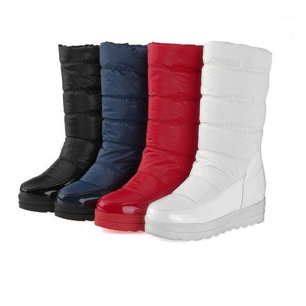 

boots elegant woman australia round toe autumn shoes winter footwear flat heel low snow rubber large size 2021 mid calf1, Black