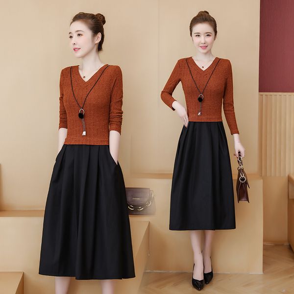 

womens plus size autumn long sleeve with cleavage v shreds to line skater thin swing dressed in casual cqgs, Black;gray