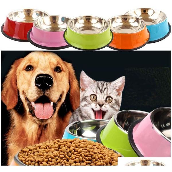 

2020 dog bowls stainless steel puppy dog feeder feeding food water dish bowl pet dogs cat new dog bowl jllpyw bdebag