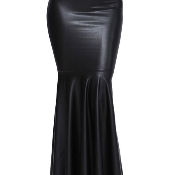 

woman big plus size 8xl maxi long black faux leather skirt women saia longa femininas ladies high waist mermaid fishtail skirts y200326