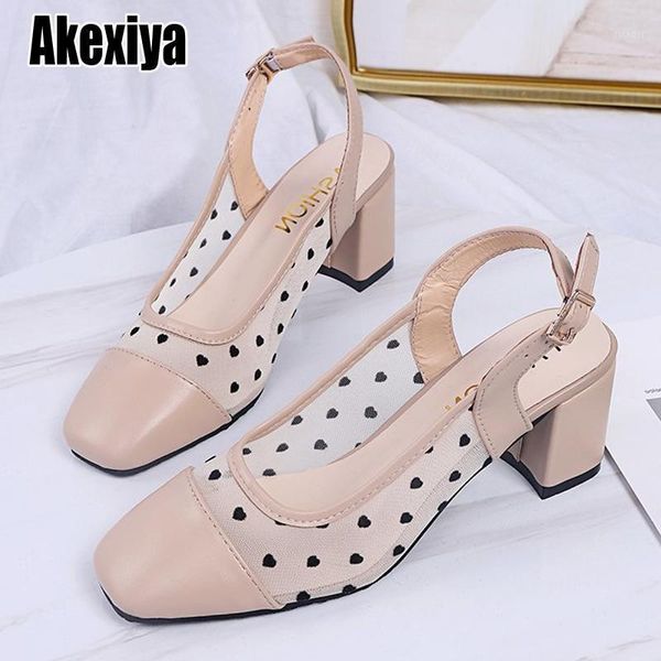 

wave point high heel women shoes square toe breathable summer shoes women 2021 chunky heel sandals black apricot o0951