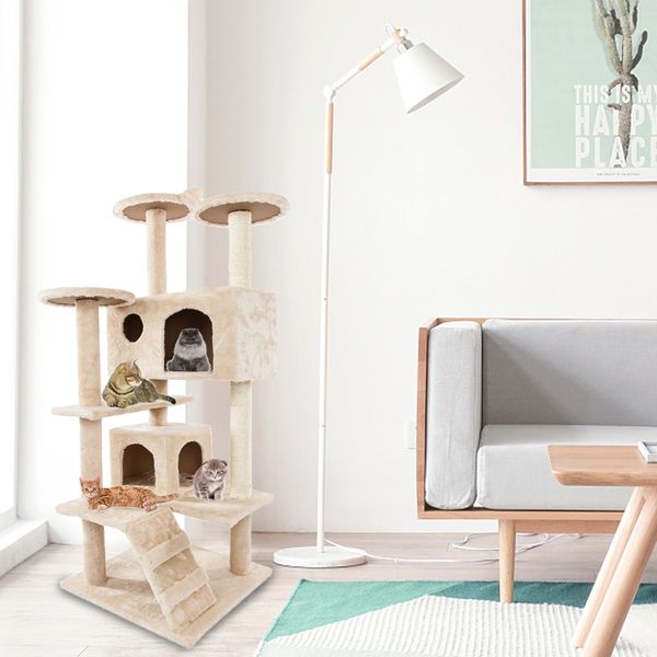 

52" solid cute sisal rope plush cat climb tree cat tower beige superior materials ensures good quality stability and safety