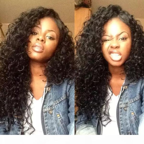 

deep curly glueless full lace wigs virgin peruvian deep wave wigs baby hair lace front human hair deep curl wigs, Black;brown
