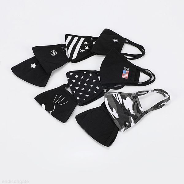 

in stock black fashion cotton mask dustproof breathable sunscrren washable reusable creativity face mask us flag mask