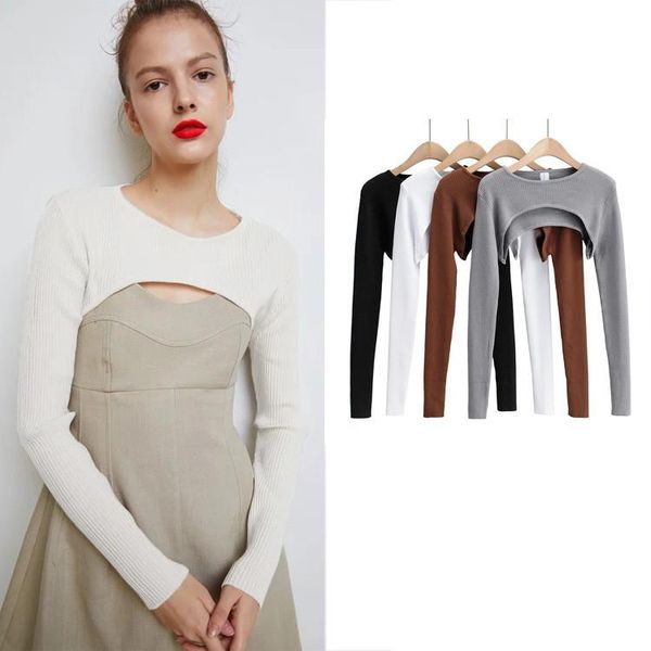 

2020 spring autumn women solid sweater o-neck cropped sweater pullover crop super cropped sweaters for female, White;black