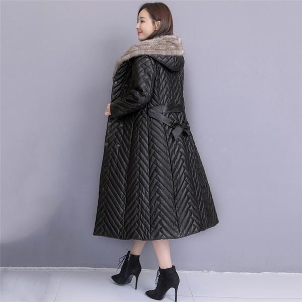 

trench coat women black -5xl plus size loose slim long windbreaker 2020 new autumn winter fashion velvet warmth clothing ld1125, Tan;black