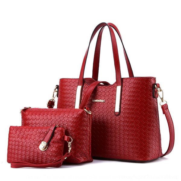 

d1uis woven h bag three-piece shoulder women's hand messenger shoulder large mother and child bag yalkq