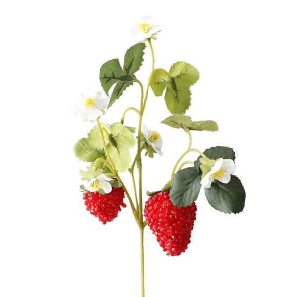 

6 pcs acrylic strawberry artificial fruit flowers for party home garden floral decor decorative fake flower b