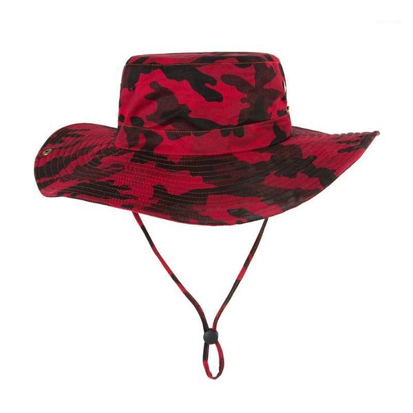 

men women hiking casual summer climbing outdoor sports camouflage pattern adjustable accessories wide brim sun hat foldable1, Blue;gray