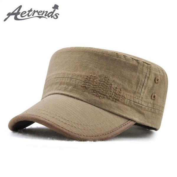 

wide brim hats [aetrends] fashion 100% cotton caps flat for men women army cap z-6455, Blue;gray