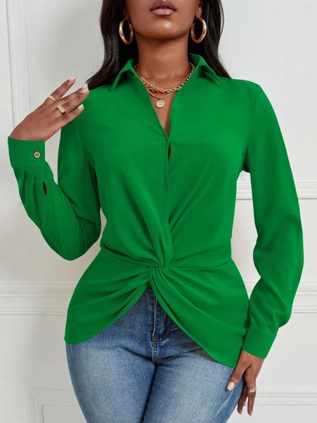 

sxy twist front asymmetrical hem blouse m20r#, White