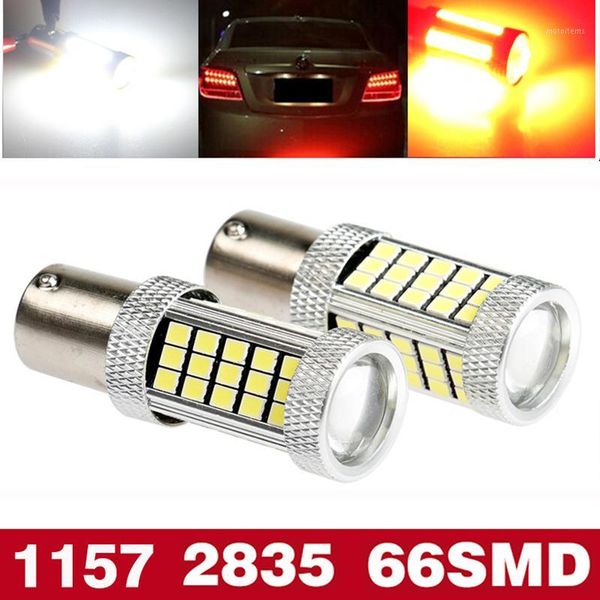 

1pcs 1157 flash bay15d p21/5w baz15d p21/4w baw15d pr21/5w 66 smd 2835 led auto white red 12v car flashing brake tail lamp1