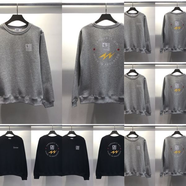 

зима 2020 новый karhart sweaterlightning напечатанный бархат crew neck свитер просто случайные мужские и женские свитера qpvgx, Black