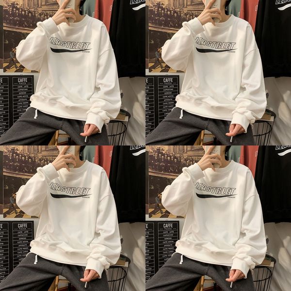 

sweater men's and women's korean version trend loose autumn 2020 versatile t-shirt ins fashion crew sweatercoat sweaterneck coat m, Black