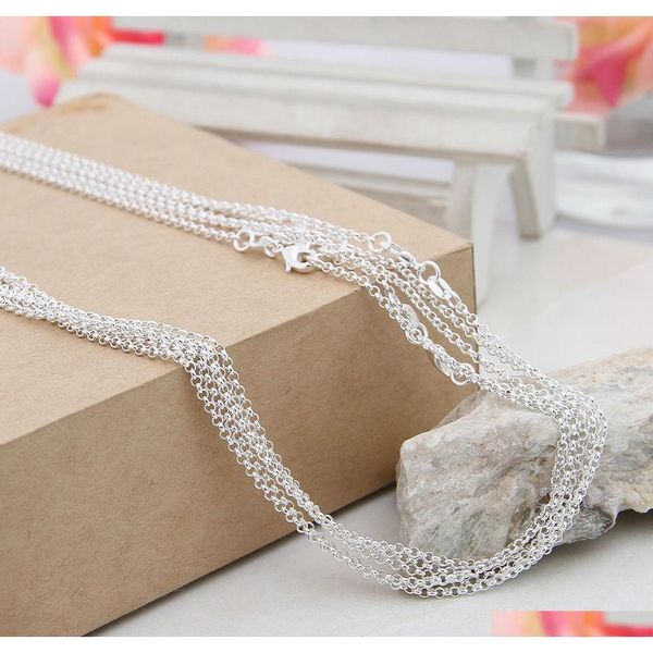 

wholesale 10pcs/lot solid 925 sterling silver o link chains necklaces for jewelry charms pendants 16"/18"/20"/22"/24&quo