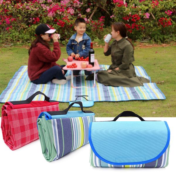 200x200/200x150/150x100cm Outdoor Portable Summer Beach Mat Coperta da picnic Coperta scozzese per bambini impermeabile Multiplayer Tappetino da campeggio Q0109