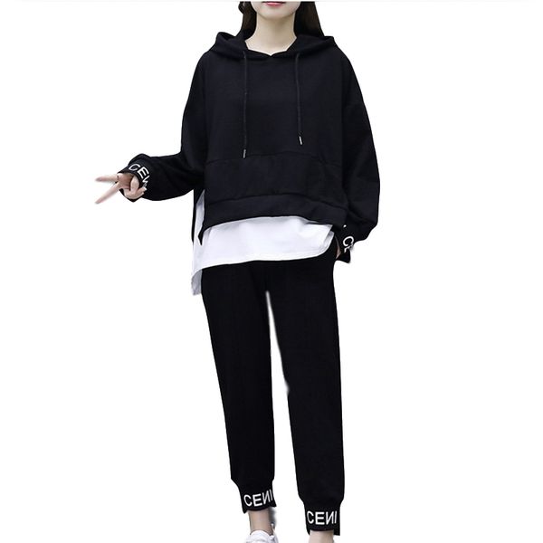 

sports suit female autumn and winter student wear korean version of loose fashion women's bikes casual two piece set women 201110, White