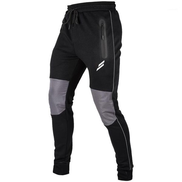 

autumn winter new men's gym fitness pants muscle protective sports pants men running outdoor training with zipper pockets1, Black;blue