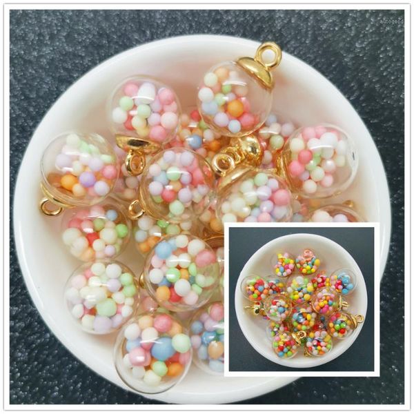

charms 10pcs 16mm mini glass bottles with color ball pendant ornaments jewelry making1, Bronze;silver