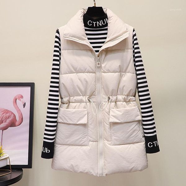 

new down cotton mid-length horse clip loose waist vest outer waistcoat1, Black