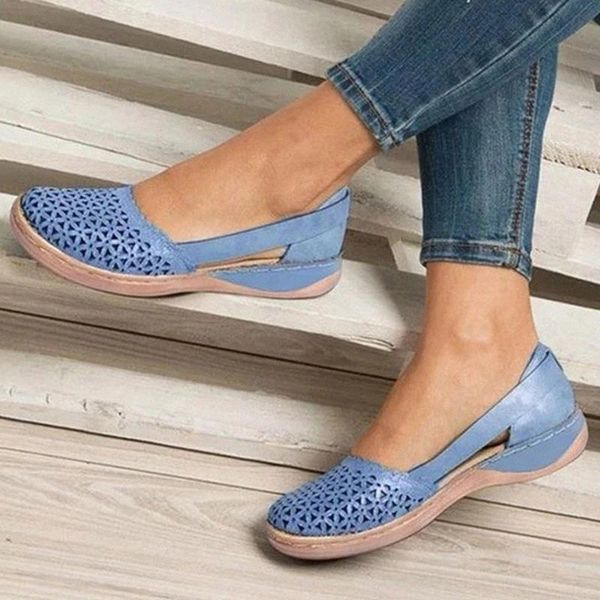 

summer women wedges orthopedic flat shoes office shoes woman hollow out vintage shoes slip on flat heel casual sshoes sewing #218a