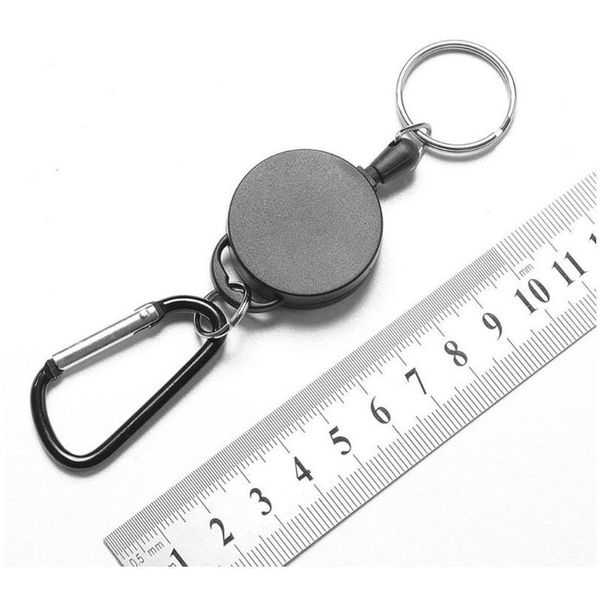 

retractable reel ajustable wire rope keychain with carabiner anti-theft antilost retracta qylmhi