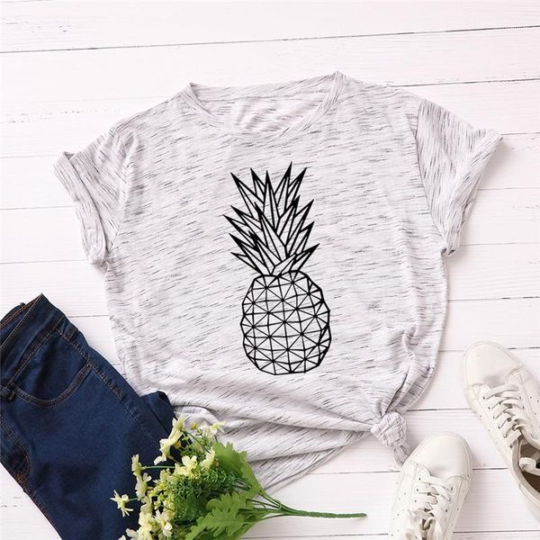 

plus size s-5xl fashion pineapple print t shirt women shirts 100% cotton o neck short sleeve summer t-shirt casual tshirt1, White
